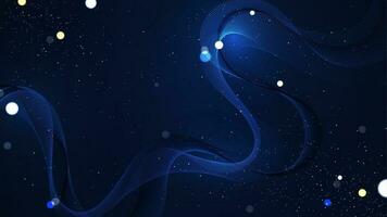 Abstract gradient wavy background. Beautiful fractal lines wallpaper with glitter particles. Creative digital spectrum concept in the blue gradient background vector