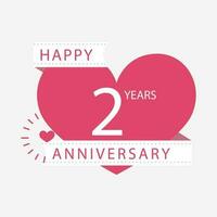 contento dos años aniversario amor celebracion vector