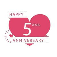 Happy Five Years Anniversary Love Celebration Vector