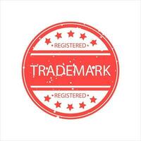 Trademark Registered Seal Intellectual Property Protected Red Color Badge in Paper Texture Isolated Vector