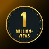 One Million Views Celebration Badge Label Vector