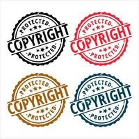 Copyright Seal Intellectual Property Protected Badges Collection in Paper Texture Isolated Vector