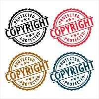 Copyright Seal Intellectual Property Protected Badges Collection in Paper Texture Isolated Vector