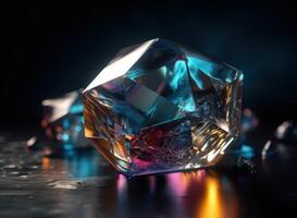 Natural gemstone on black background with reflections. Created with technology photo