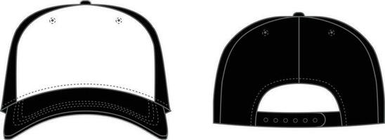 blanco negro camionero sombrero vectorizar para diseñadores, frente y espalda ver vector