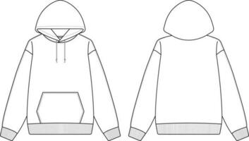 Hoodie Blank White Template Mock-Up for Designer, Vector illustration