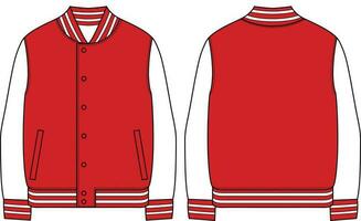 Red and White Blank Varsity Jacket Vector Template