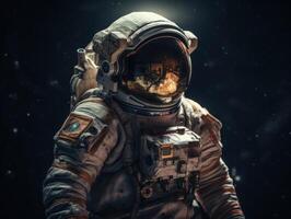 Astronaut in spacesuit against the background of the night sky Created with technology photo