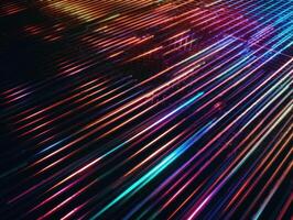 Neon lights diagonal lines on dark background Created with technology photo