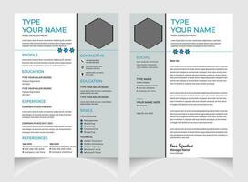 Professional CV or resume template design with letter cover design. vector