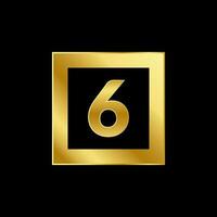 Number Six Luxury Style Golden Emblem Isolated Vector