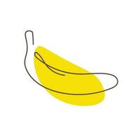 Banana one line drawing art. Vector illustration isolated on white background. Fruit in one continuous line drawing style