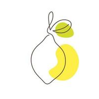 Lemon one line art vector illustration isolated on white background. One continuous line drawing art fruit