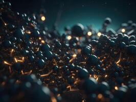 Abstract molecule model on dark background Created with technology. photo