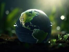 Green planet earth day nature protection concept Created with technology photo