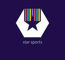 Star sports team logo. Unique color transitions. Creative star and hexagon logo template. vector