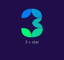 Unique 3 and star combination logo. Modern color transitions. Creative connecting star figure logo template work. vector. vector