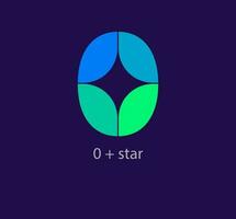 Unique 0 and star combination logo. Modern color transitions. Creative connecting star figure logo template work. vector. vector