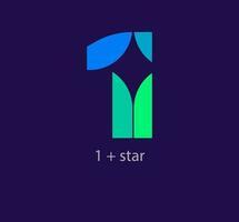 Unique 1 and star combination logo. Modern color transitions. Creative connecting star figure logo template work. vector. vector