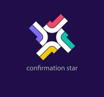 Unique tick star logo. Modern color transitions. Teamwork work check combination logo template. vector. vector