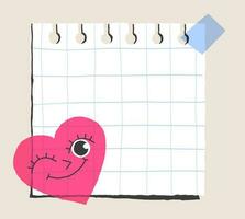 Torn sheet from a notebook with a heart sticker vector