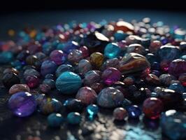 Translucent glass Stones and pebbles Abstract background with geometric shapes created with technology. photo