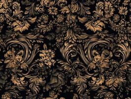 Seamless pattern Royal vintage Victorian Gothic background Rococo venzel and whorl created with technology. photo