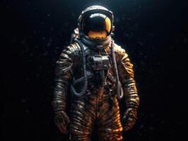 astronauta en traje espacial en contra el antecedentes de el noche cielo creado con generativo ai tecnología foto