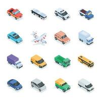Bundle of Modern Transportations Isometric Icons vector