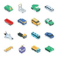 Trendy Set of Public Vehicles Isometric Icons vector