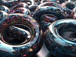 Futuristic abstract torus geometric background created with technology. photo