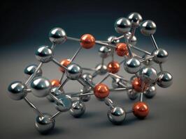 Abstract molecule model on dark background Created with technology. photo