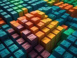 Futuristic plastic cubes background Abstract geometric mosaic grid Square tiles pattern technology photo