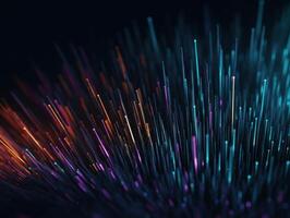 Neon lights wavy lines on dark background Created with technology. photo