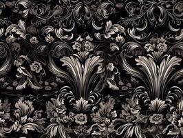 Seamless pattern Royal vintage Victorian Gothic background Rococo venzel and whorl created with technology. photo
