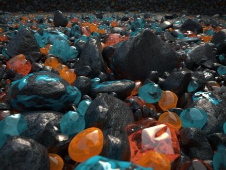 Translucent glass Stones and pebbles Abstract background with geometric shapes created with technology. photo