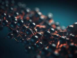 Abstract molecule model on dark background Created with technology. photo