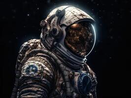 astronauta en traje espacial en contra el antecedentes de el noche cielo creado con generativo ai tecnología foto