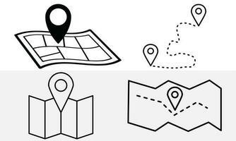 Pin point set icon design vector illustration, map location pin point set bundle