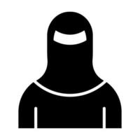 mujer con niqab glifo icono diseño vector