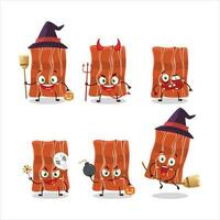 Víspera de Todos los Santos expresión emoticones con dibujos animados personaje de frito tocino vector