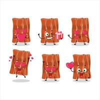 Fried bacon cartoon character with love cute emoticon vector