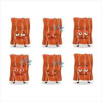 dibujos animados personaje de frito tocino con soñoliento expresión vector