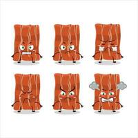 Fried bacon cartoon character with various angry expressions vector