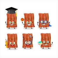 School student of fried bacon cartoon character with various expressions vector