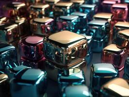 Futuristic glass cubes background Abstract geometric mosaic grid Square tiles pattern technology photo