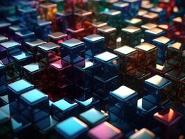 Futuristic metallic cubes background Abstract geometric mosaic grid Square tiles pattern technology photo