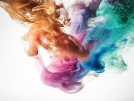 Colorful smoke isolated on white background Abstract background for art design Created with technology photo