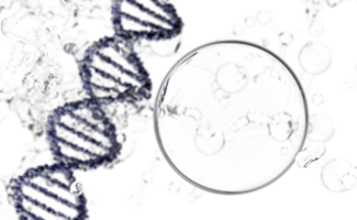 bolla con dna struttura, tecnologia scienza sfondo. 3d rendere illustrazione png