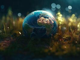 Green planet earth day nature protection concept Created with technology photo